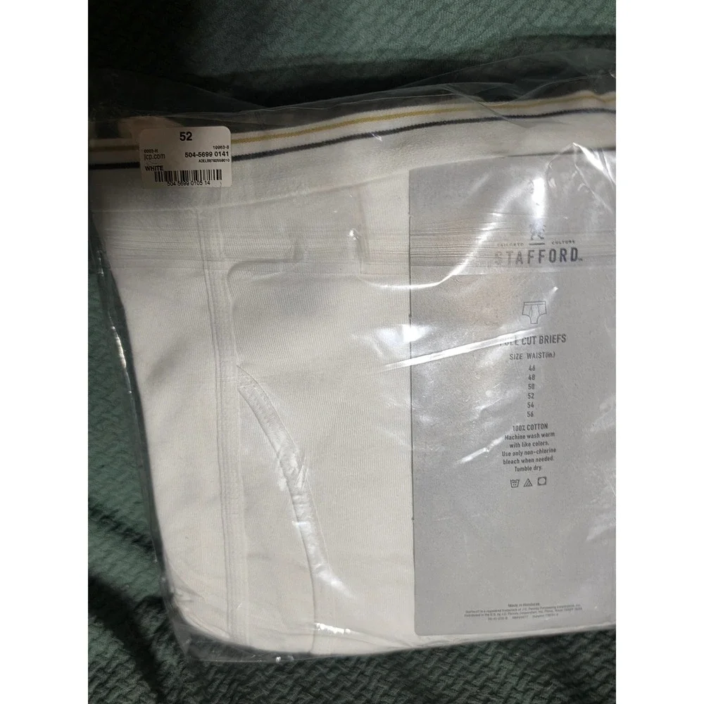 Stafford Mens 6 Pack Full Cut Briefs White 100% Cotton Underwear Size 52 New